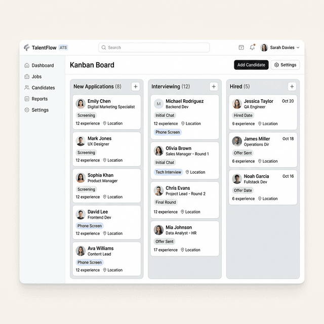 Applicant Tracking Interface
